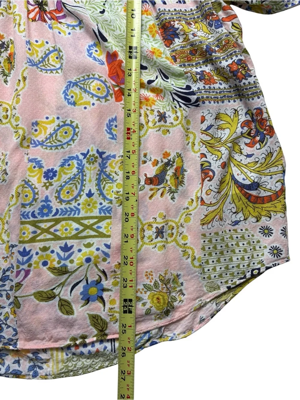 Anthropologie Maeve Boswell Patchwork Floral Blouse Size 14 - Picture 8 of 11